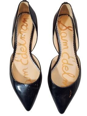Sam Edelman Black Patent Leather RODNEY Pointed Toe Flats Women's sz 7 D'Orsay